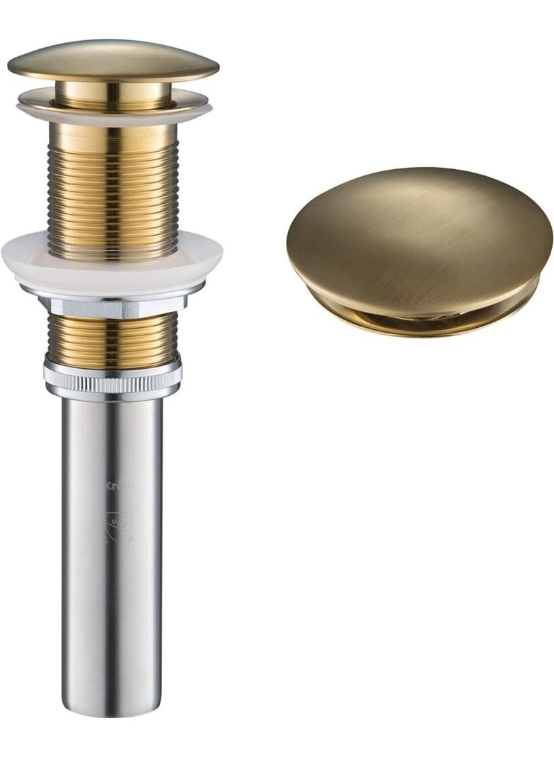 ALMIFTAH PU-10BG Pop-Up Bathroom Sink Drain | Brushed Gold Pop Up Drain with Overflow | Premium Brass Bathroom Sink Drain for Vessel & Vanity Sinks | Luxury Wash Basin Drain Stopper - Image 1